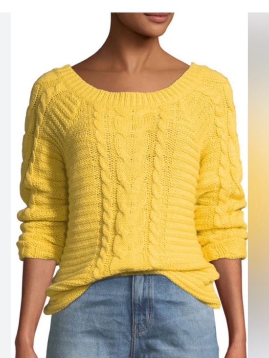 Rebecca Minkoff Sweaters - Rebecca Minkoff Juna Yellow Cable Knit Scoop Sweater NWT